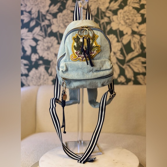 See By Chloe Handbags - 🤑See By Chloe Denim Backpack with Black and White Straps